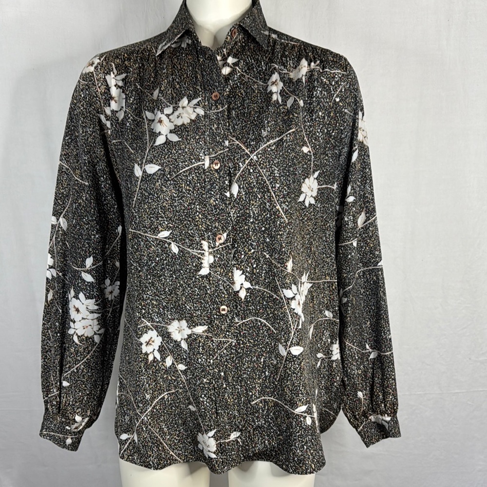 Vintage 1980s Evan Picone Floral & Dot Blouse